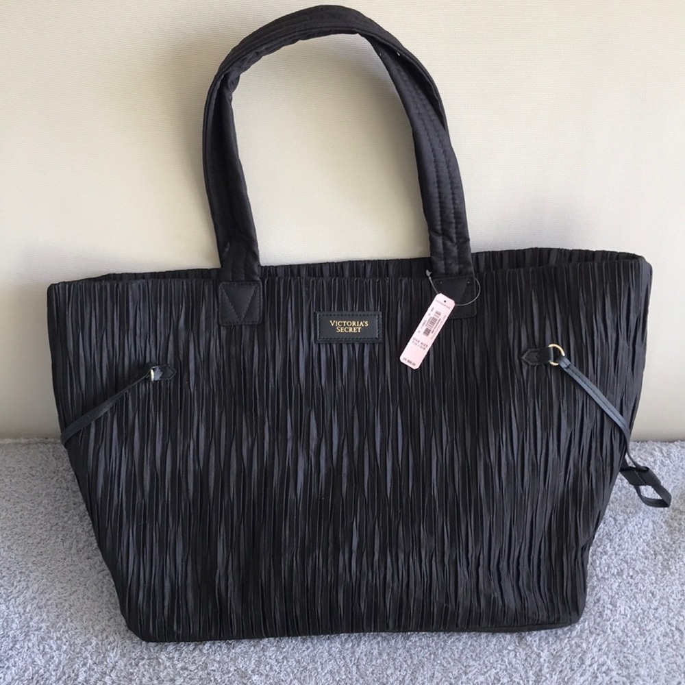 Victoria’s Secret- Black Weekender Ruched Tote Bag